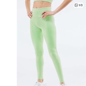 Fabletics Light Green Ribbed High-Waist Leggings